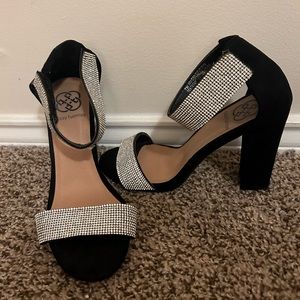 Black rhinestone heels